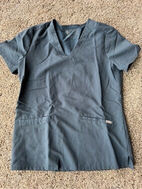 Figs Slate Blue V-Neck Scrub Top